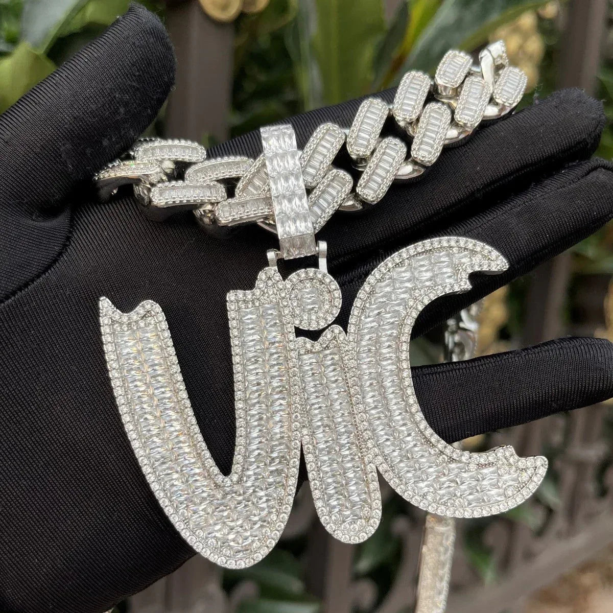Baguette Impression Iced Out Personalized Custom Name Necklace Pendant - Luxury Custom Jewelry - CaratixJewelry